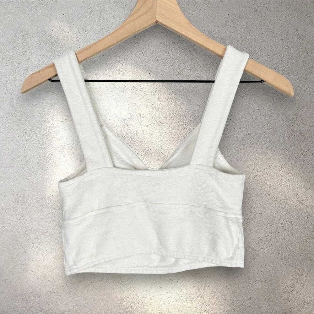 Madewell Knot Front Cutout Crop Tank Women’s S Lighthouse Sweetheart Minimalist - Picture 2 of 7